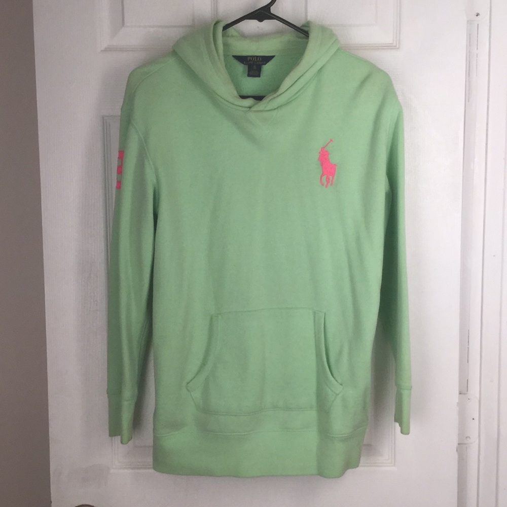 Lime green and neon pink Ralph Lauren polo hoodie